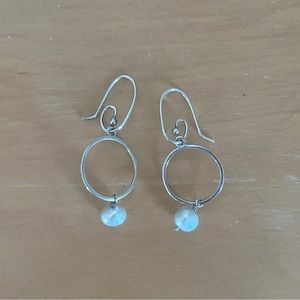 Pandora retired Pearl drop earrings. Sterl Silver w freshwater cultured pearls